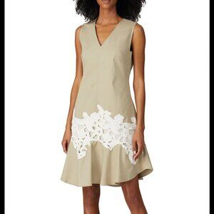 Derek Lam Rent the Runway 10 Crosby V-neck Khaki Lace Dress Women's size 6